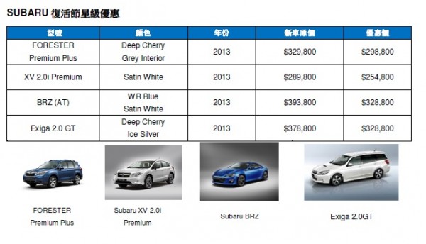 SUBARU Easter Special Promotions 2014!