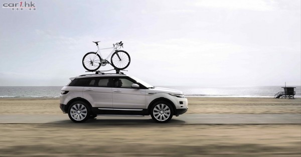 Range Rover Evoque with Roof Mounted Bike Carrier